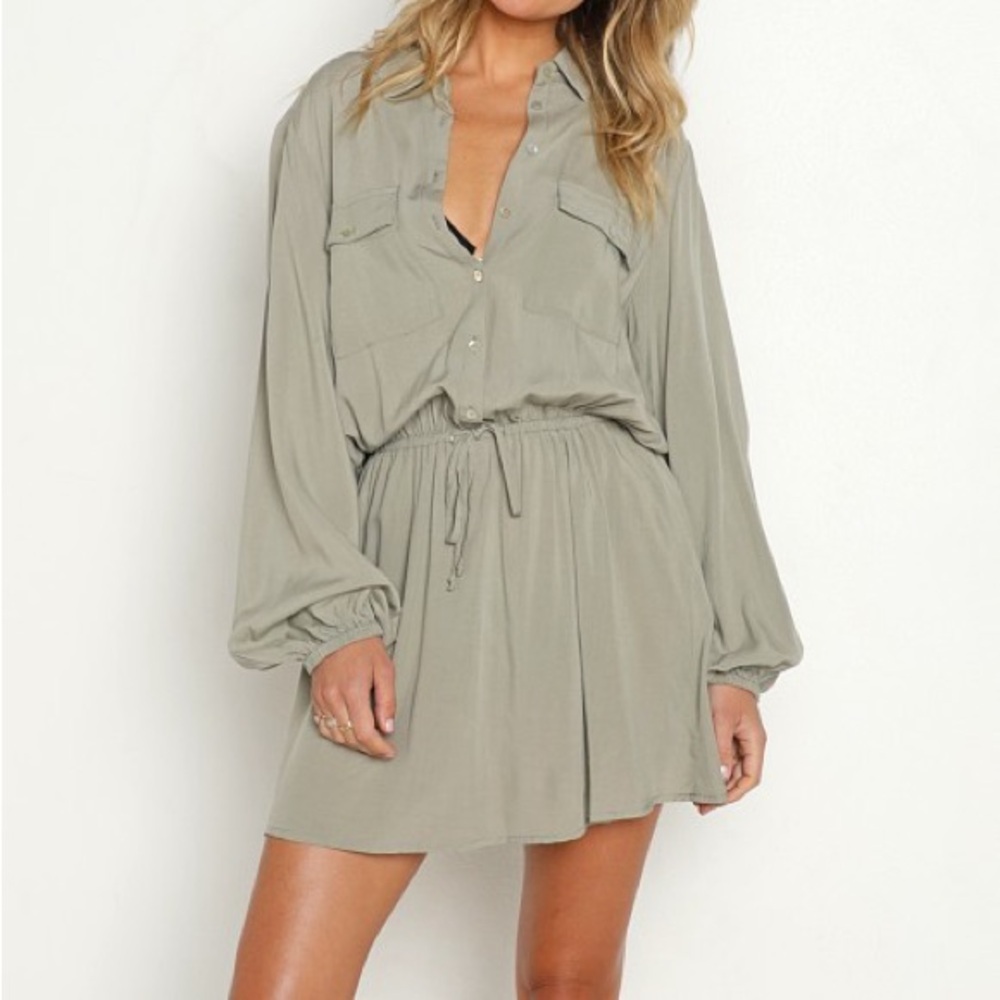L*Space Amelia Dress in Light Olive Green EUC Size M